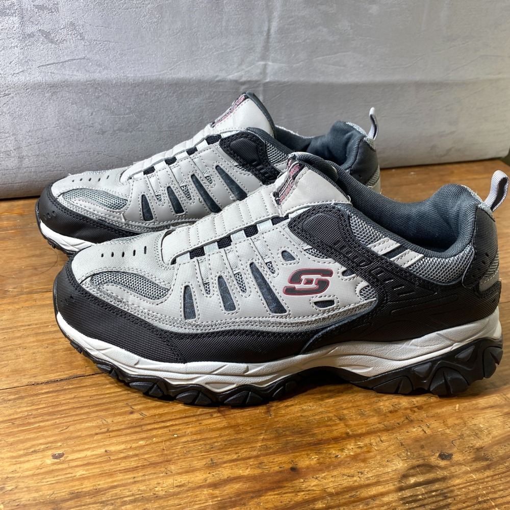 Skechers After Burn Memory Fit Mens 11.5 Extra Wide 4E Grey Black 51866WW